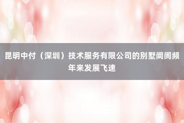 昆明中付（深圳）技术服务有限公司的别墅阛阓频年来发展飞速